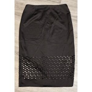Sans Souci Women's Laser Cut Size Medium Black Pencil Skirt